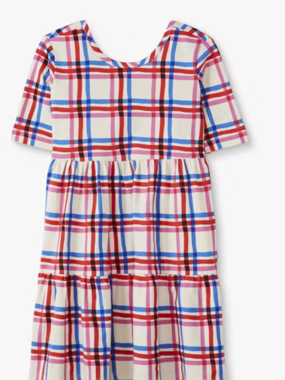 Hanna Andersson Plaid Tiered Skater Dress Size 6-7Yr
